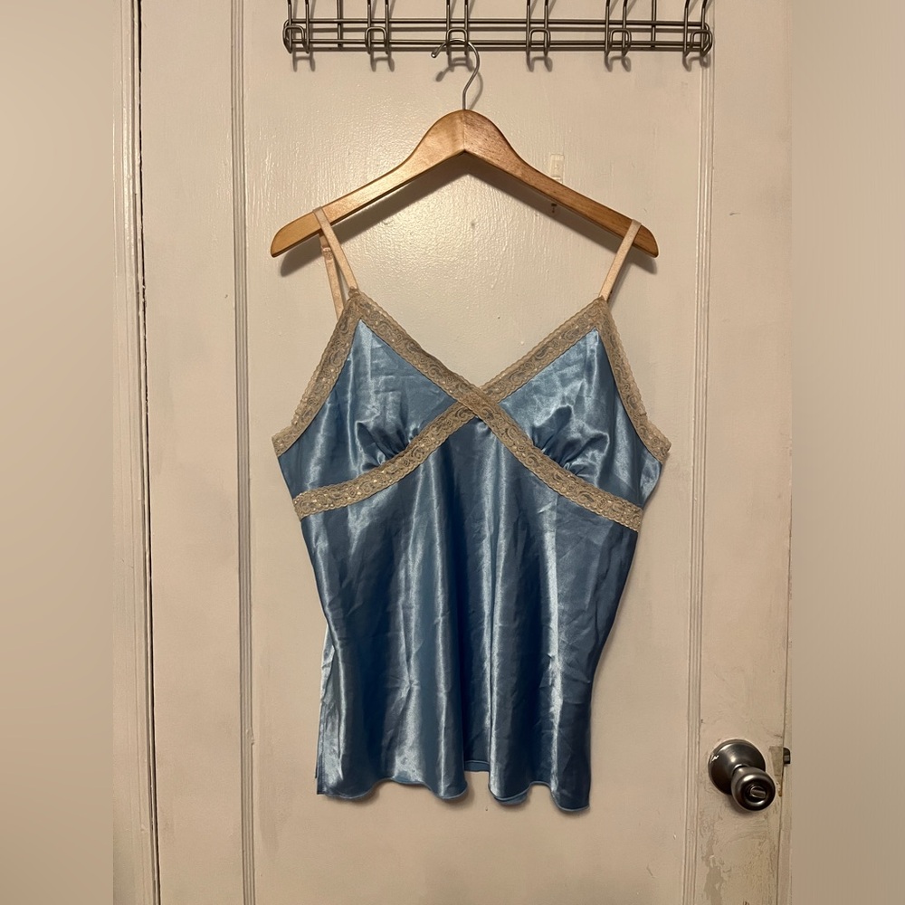Satin baby blue and cream camisole